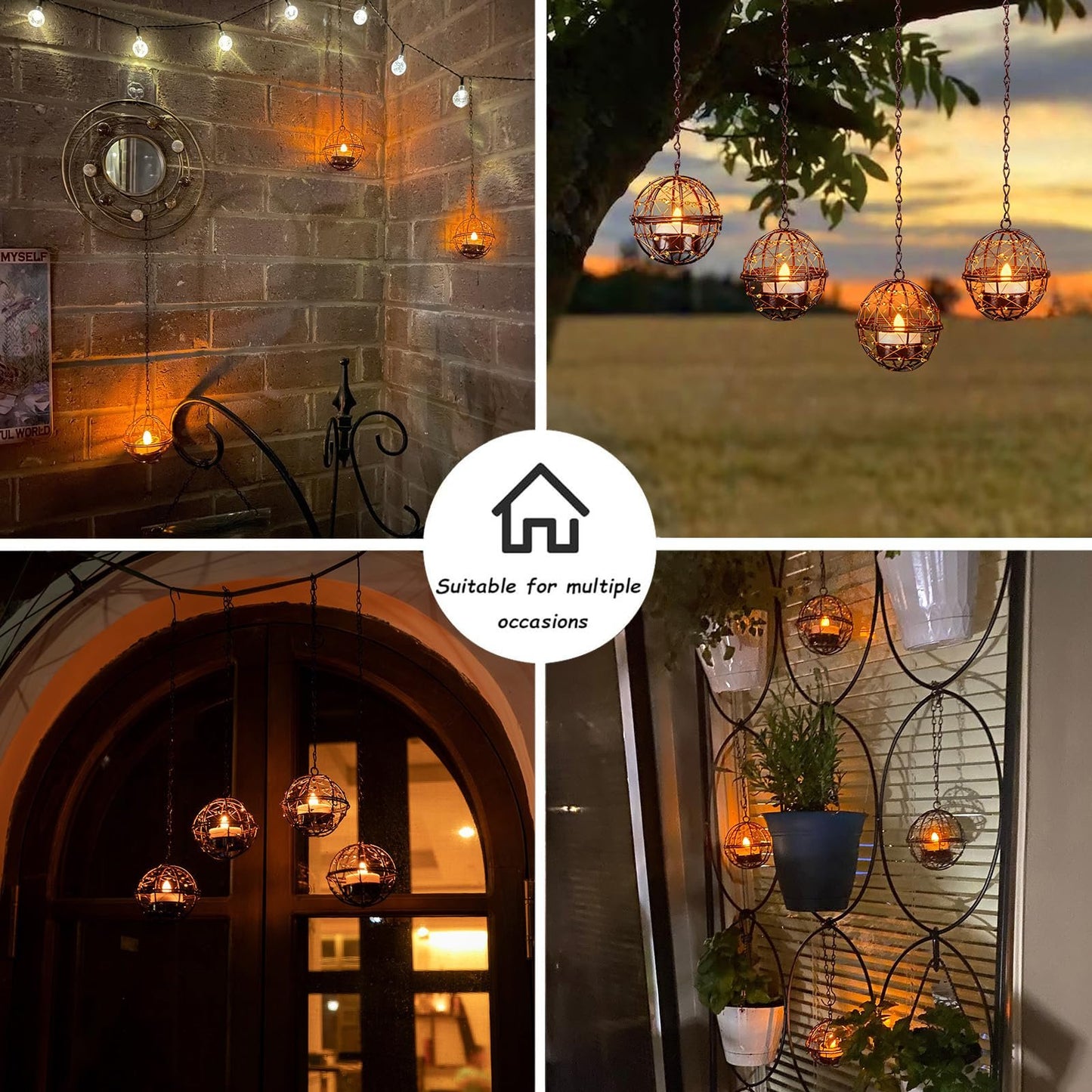 Solar Outdoor Waterproof Iron Globe Hanging Light
