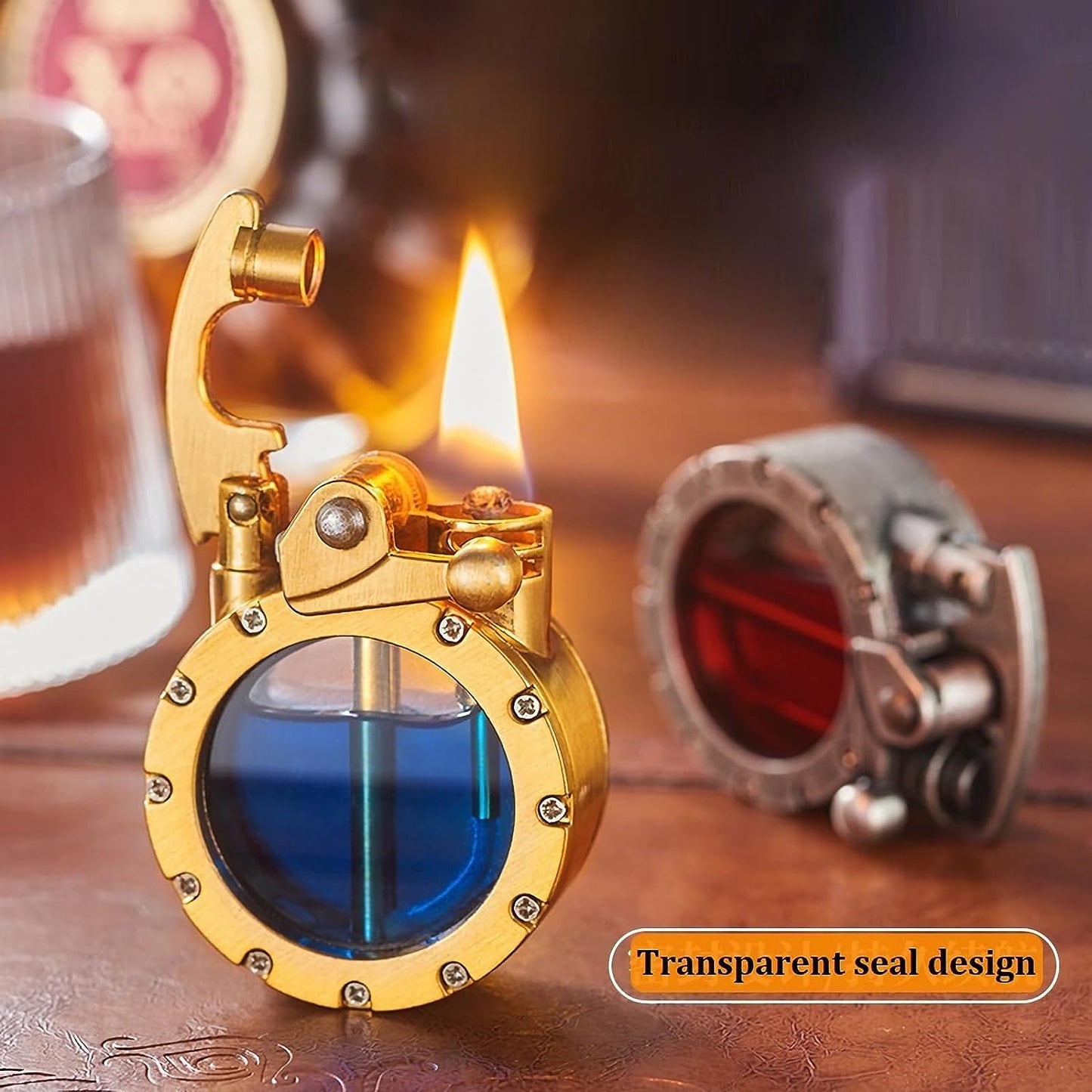 🔥2025 New Arrival 🔥💖🎁Vintage Trench Lighter Transparent Kerosene Antique Steampunk