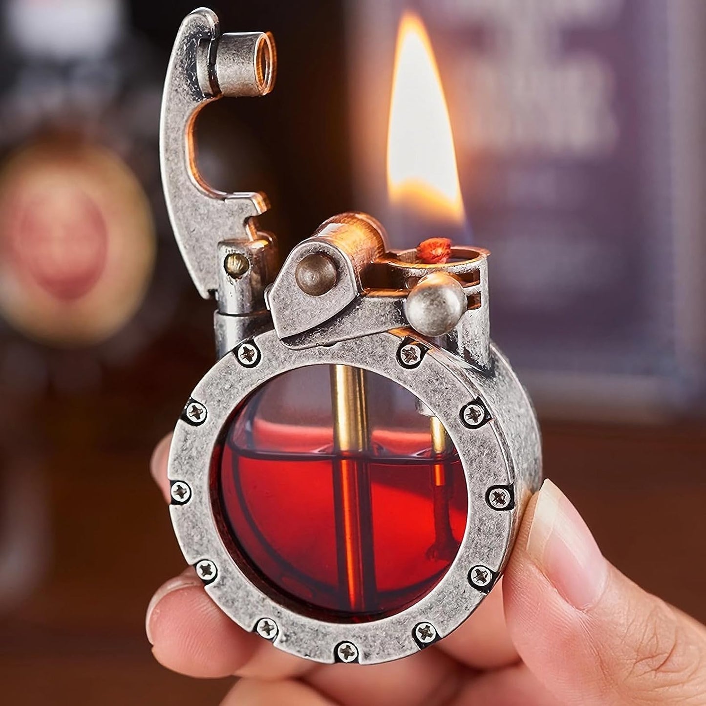 🔥2025 New Arrival 🔥💖🎁Vintage Trench Lighter Transparent Kerosene Antique Steampunk