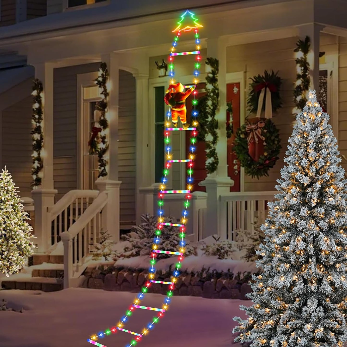 🎊LED Christmas Lights - 🎄Christmas Decorative Ladder Lights with Santa Claus✨