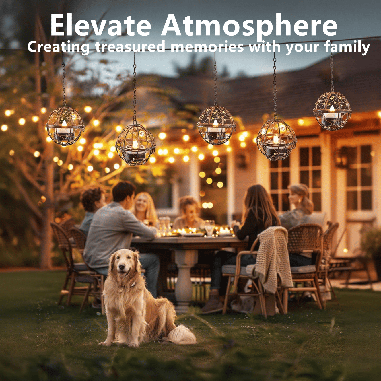 Solar Outdoor Waterproof Iron Globe Hanging Light