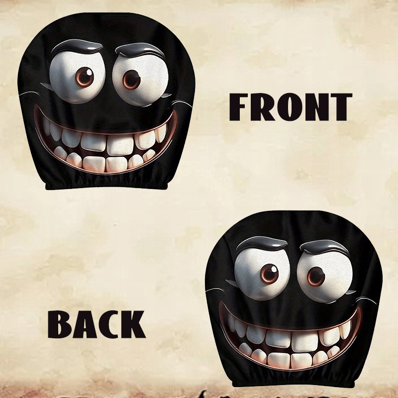 Funny Cartoon Big-Eyed Grin Car Seat Headrest Cover