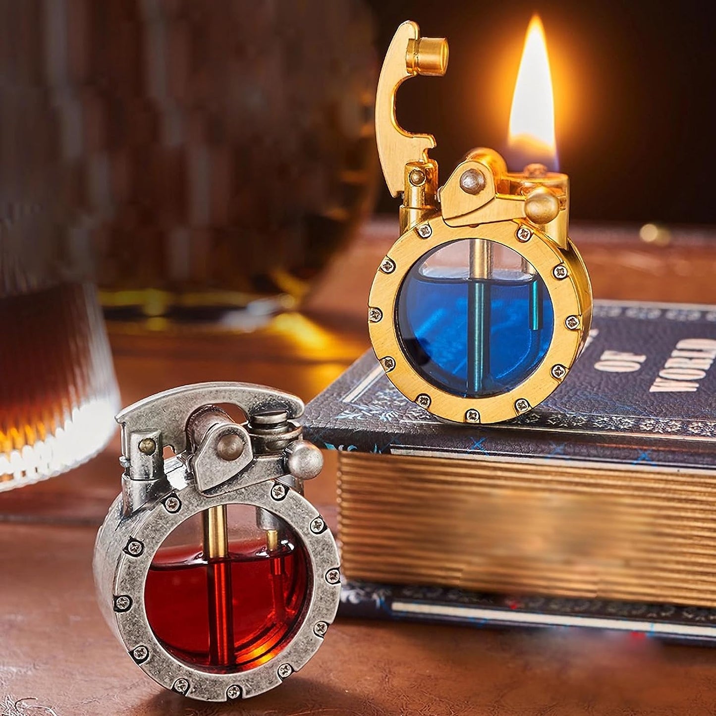 🔥2025 New Arrival 🔥💖🎁Vintage Trench Lighter Transparent Kerosene Antique Steampunk