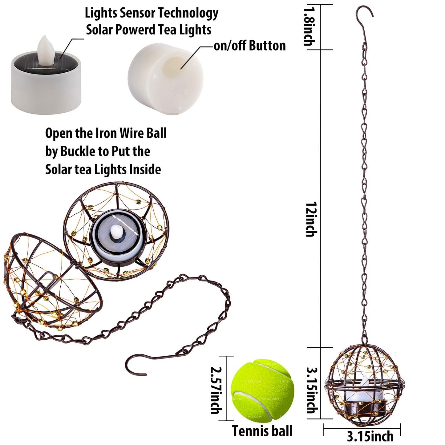 Solar Outdoor Waterproof Iron Globe Hanging Light