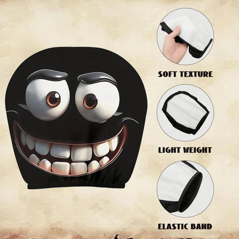 Funny Cartoon Big-Eyed Grin Car Seat Headrest Cover