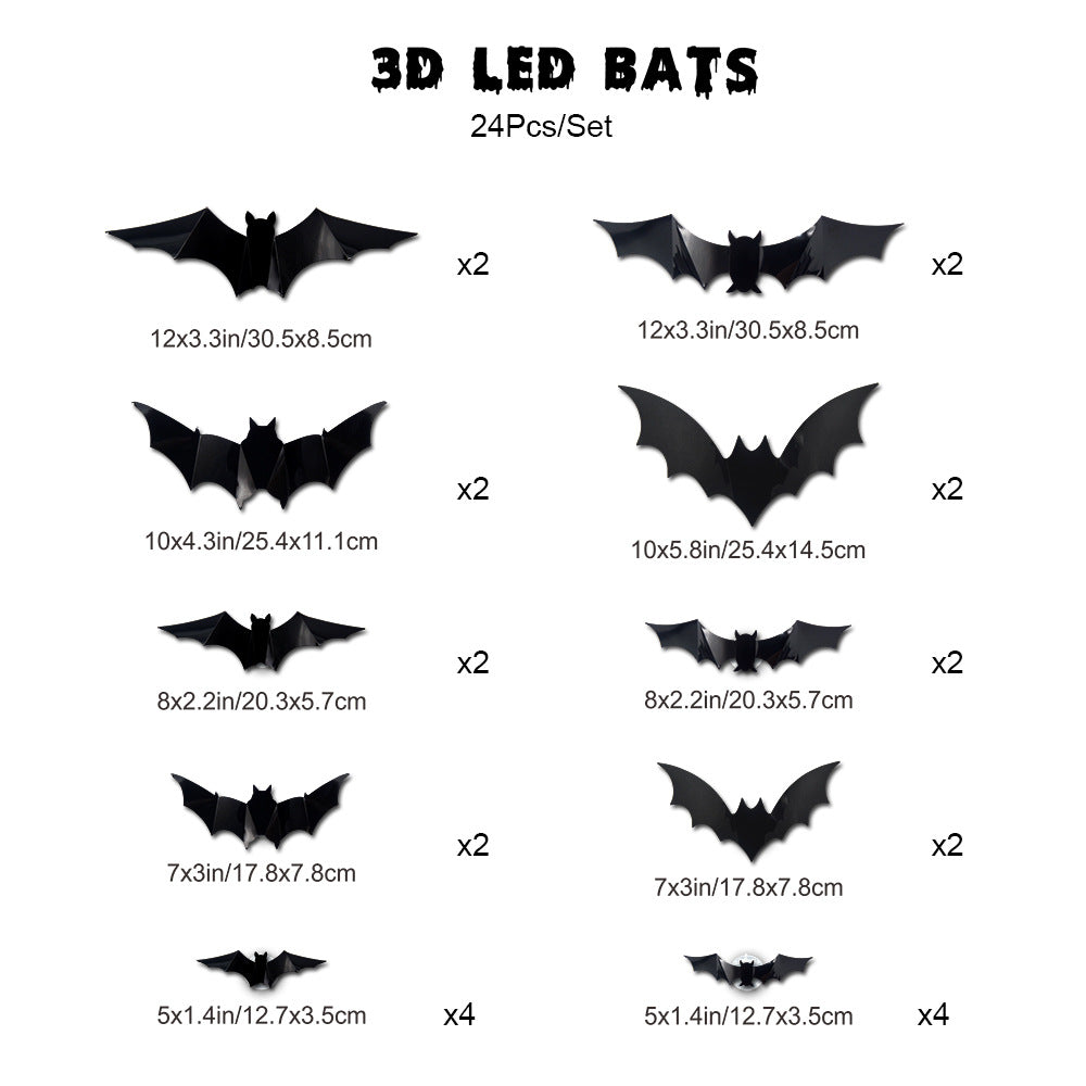 š„On Saleš„12pcs/set 3D Bat Design LED Decoration