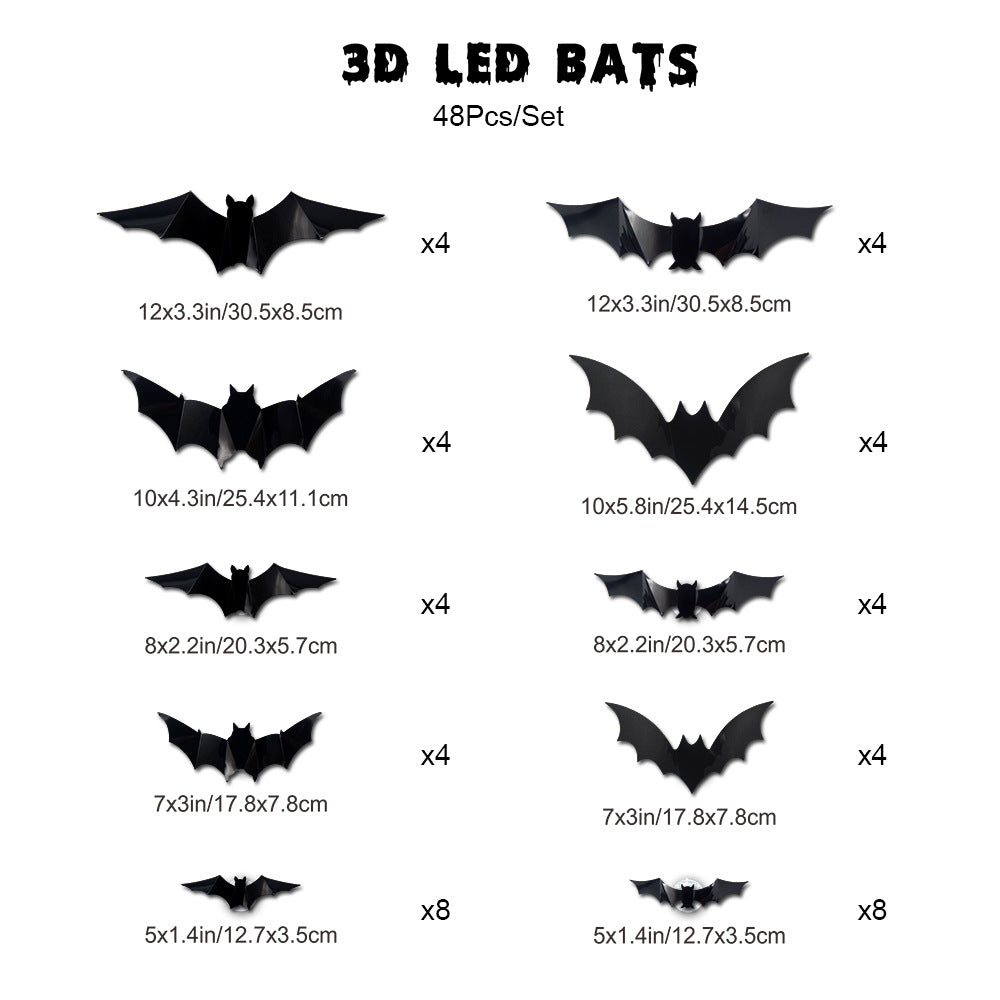 š„On Saleš„12pcs/set 3D Bat Design LED Decoration