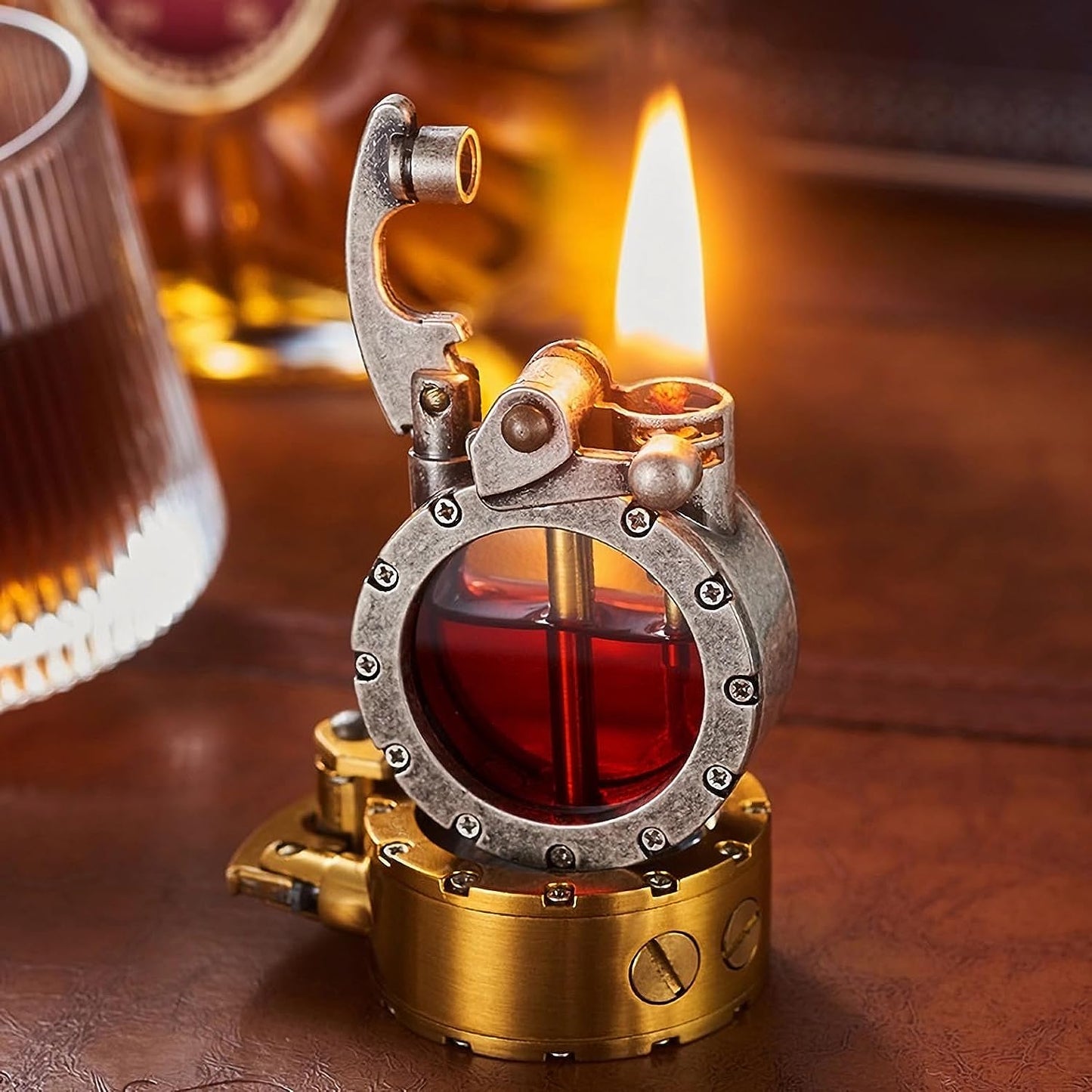 🔥2025 New Arrival 🔥💖🎁Vintage Trench Lighter Transparent Kerosene Antique Steampunk