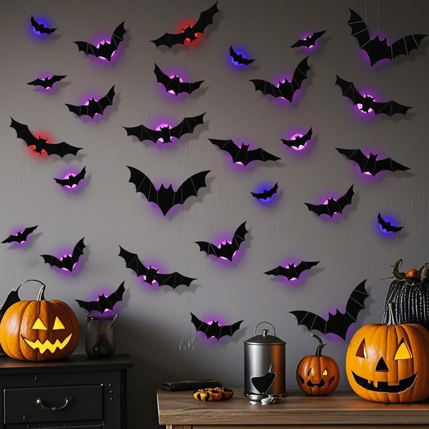 š„On Saleš„12pcs/set 3D Bat Design LED Decoration