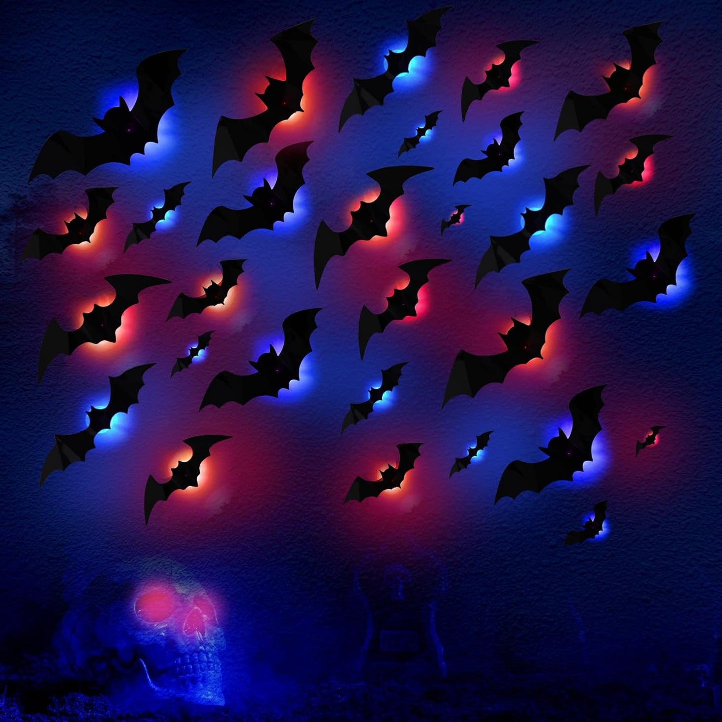 š„On Saleš„12pcs/set 3D Bat Design LED Decoration
