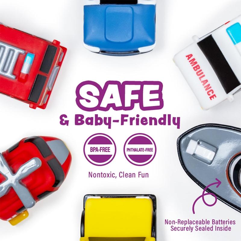 Tub Works Emergency Cars Light Up Bath Toys 6 Pack ✅ Non-toxic & child-safe