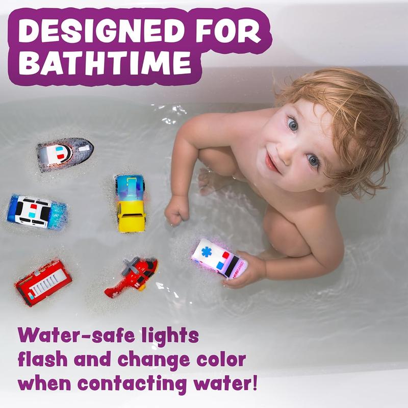 Tub Works Emergency Cars Light Up Bath Toys 6 Pack ✅ Non-toxic & child-safe