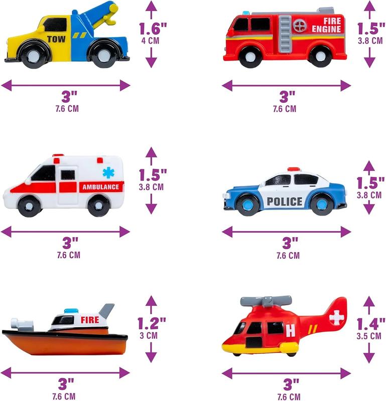 Tub Works Emergency Cars Light Up Bath Toys 6 Pack ✅ Non-toxic & child-safe
