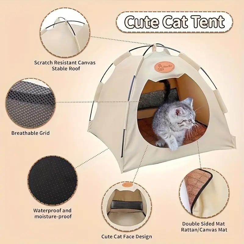 🐾🏕️ Foldable Pet Tent with Cozy Mat