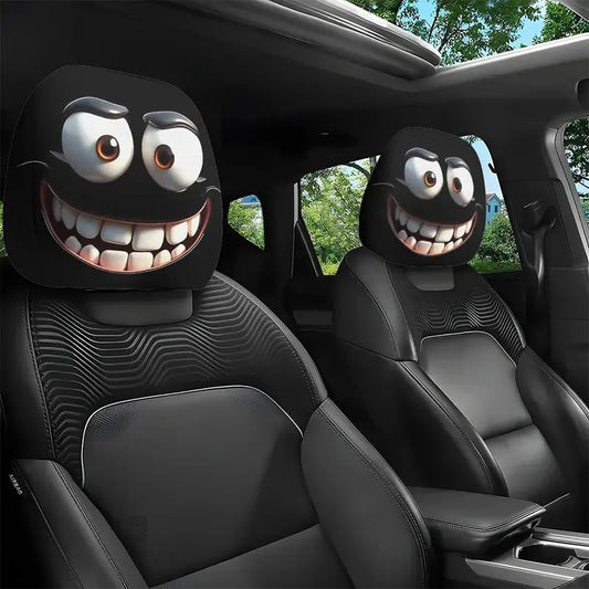 Funny Cartoon Big-Eyed Grin Car Seat Headrest Cover
