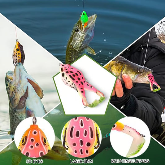 Simulation 3D Eyes Double Propeller Frog Soft Bait Soft Silicone Fish Bait